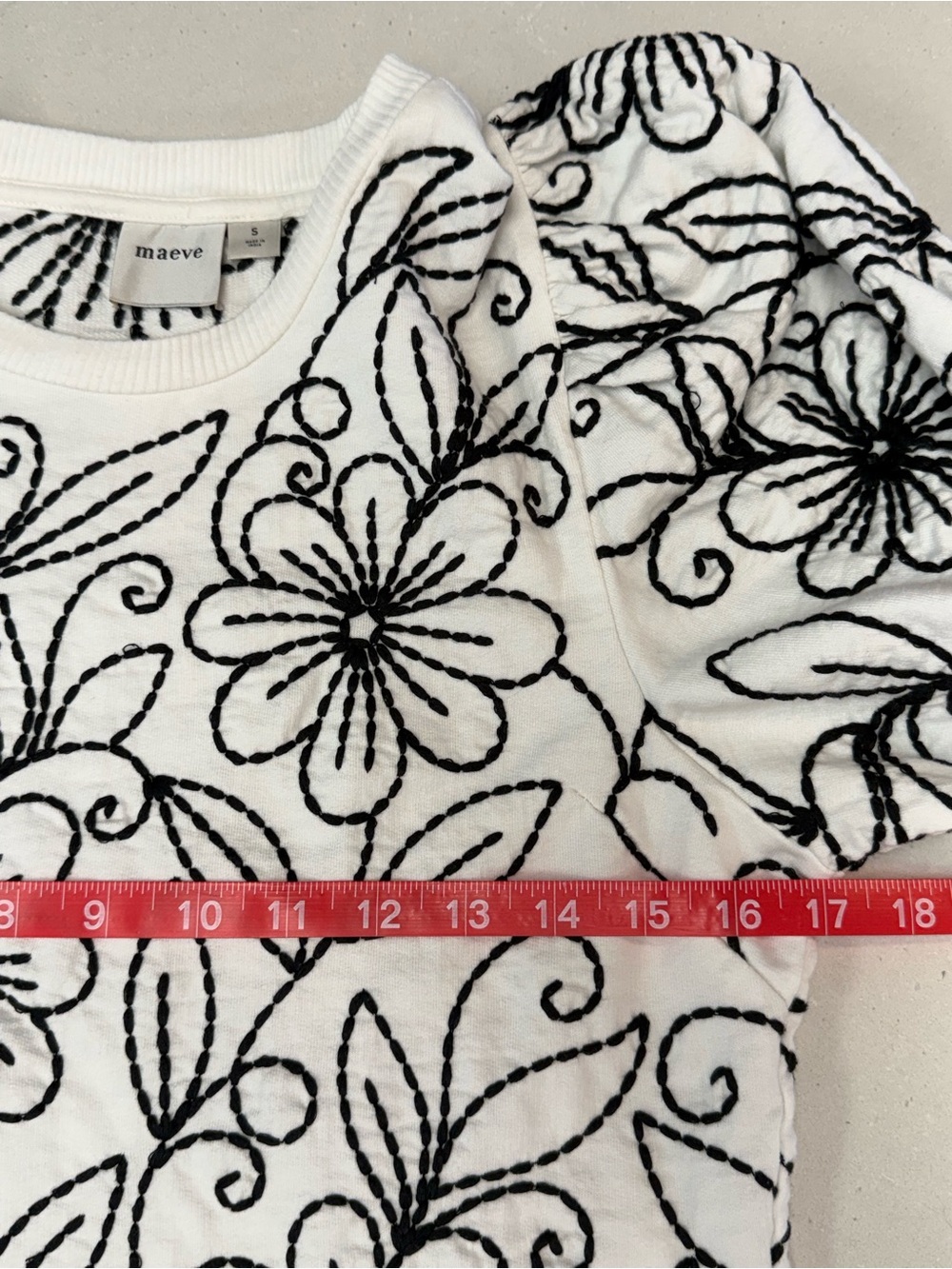 Maeve White Top with Black Floral Embroidery - Picture 8 of 9